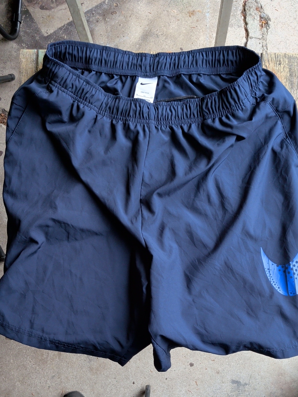 Nike Navy Blue Dri-Fit Shorts with Blue Swoosh